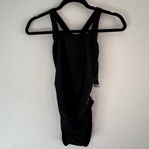 New Speedo Pro LT One Piece Swimsuit Team Black Flyback Women's Size 8/34